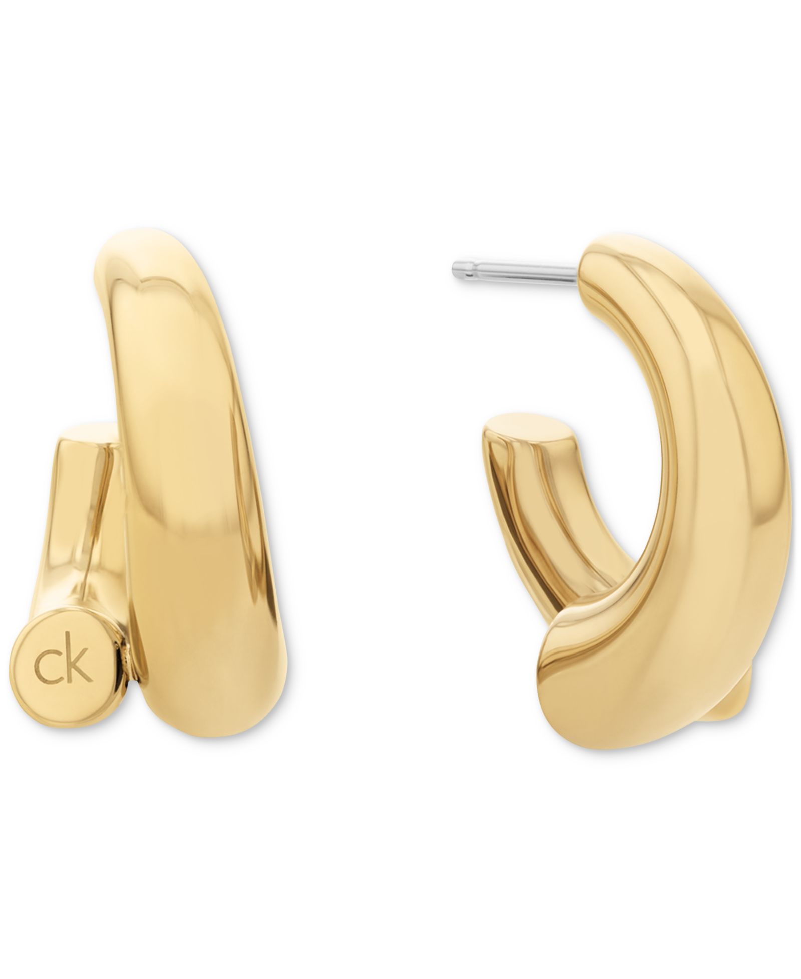 Calvin Klein Silver-Tone CK Spiral Curve Drop Earrings