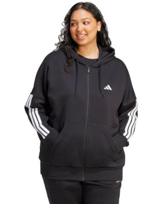 adidas Plus Size Essentials 3-Stripes Full-Zip Fleece Hoodie