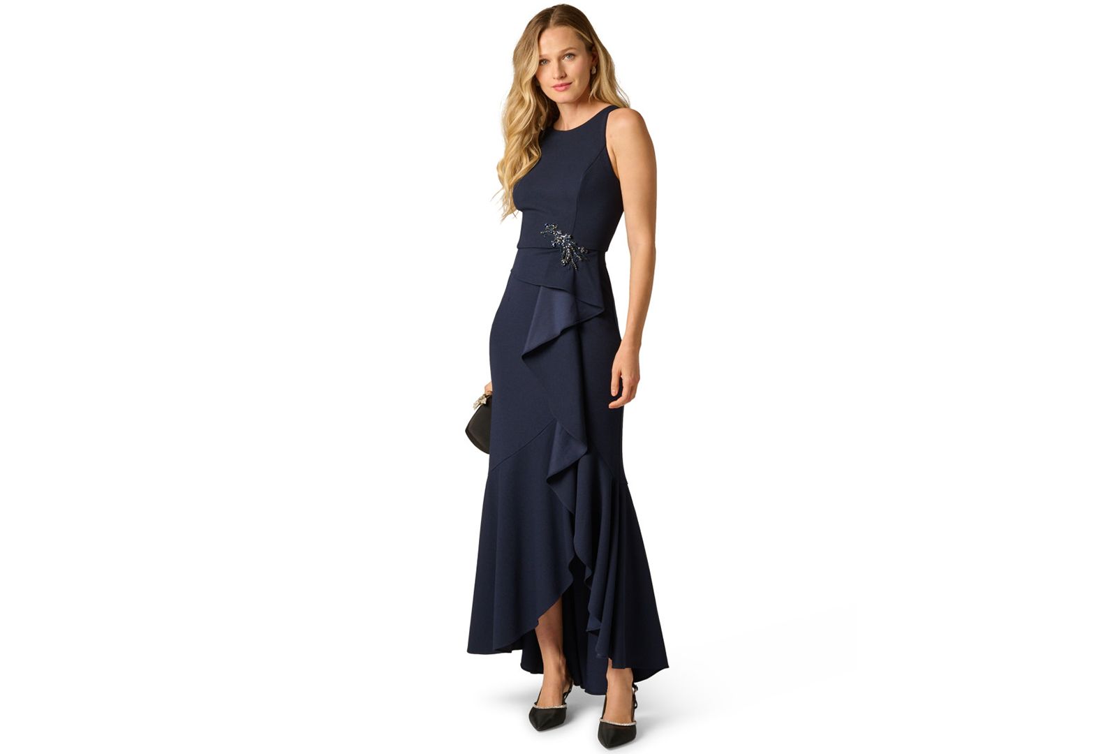 Вечернее платье Adrianna Papell Women's Cascading-Ruffle Crepe Gown