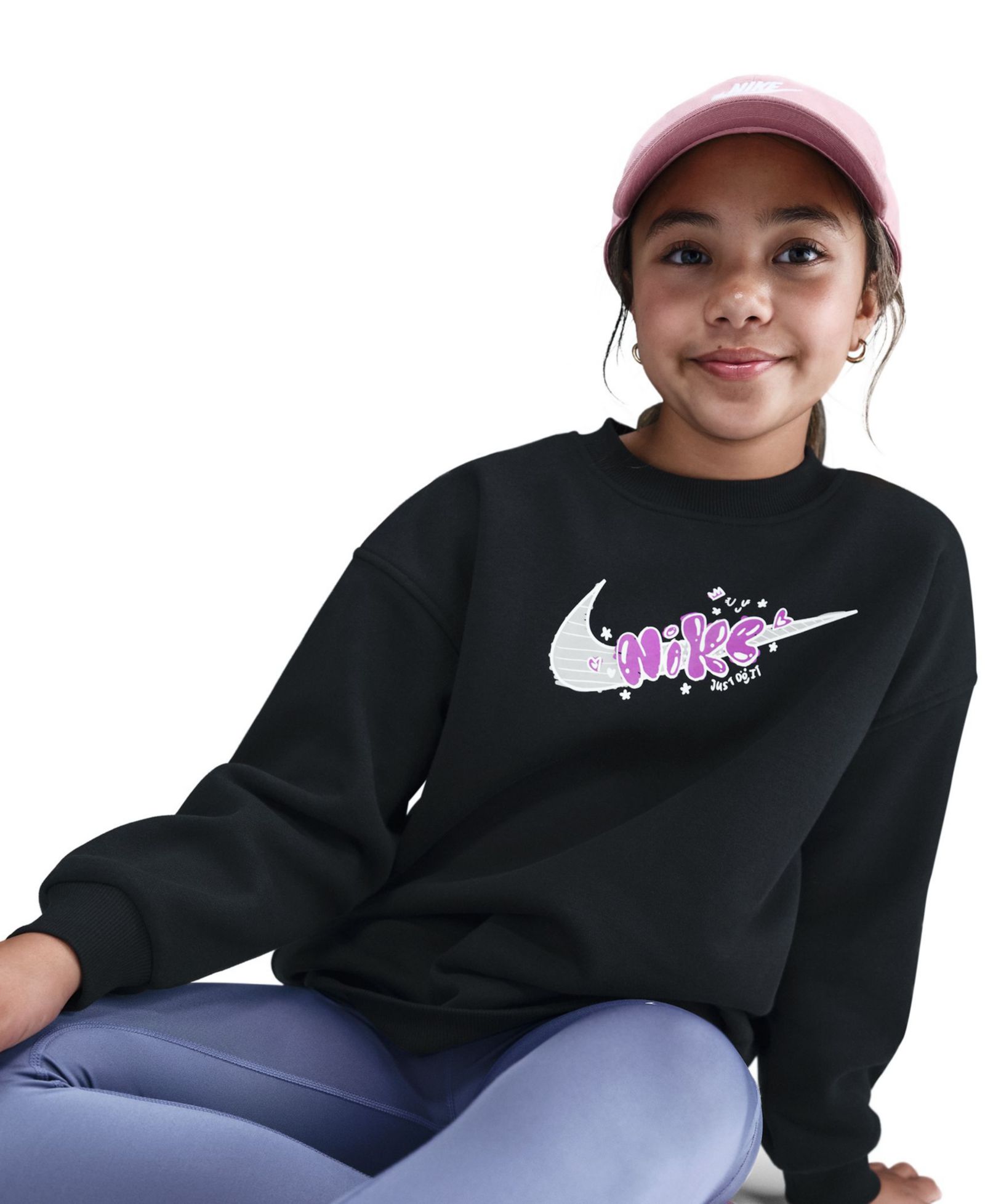 Nike Big Girls спортивная толстовка Club Fleece Oversized с круглым вырезом
