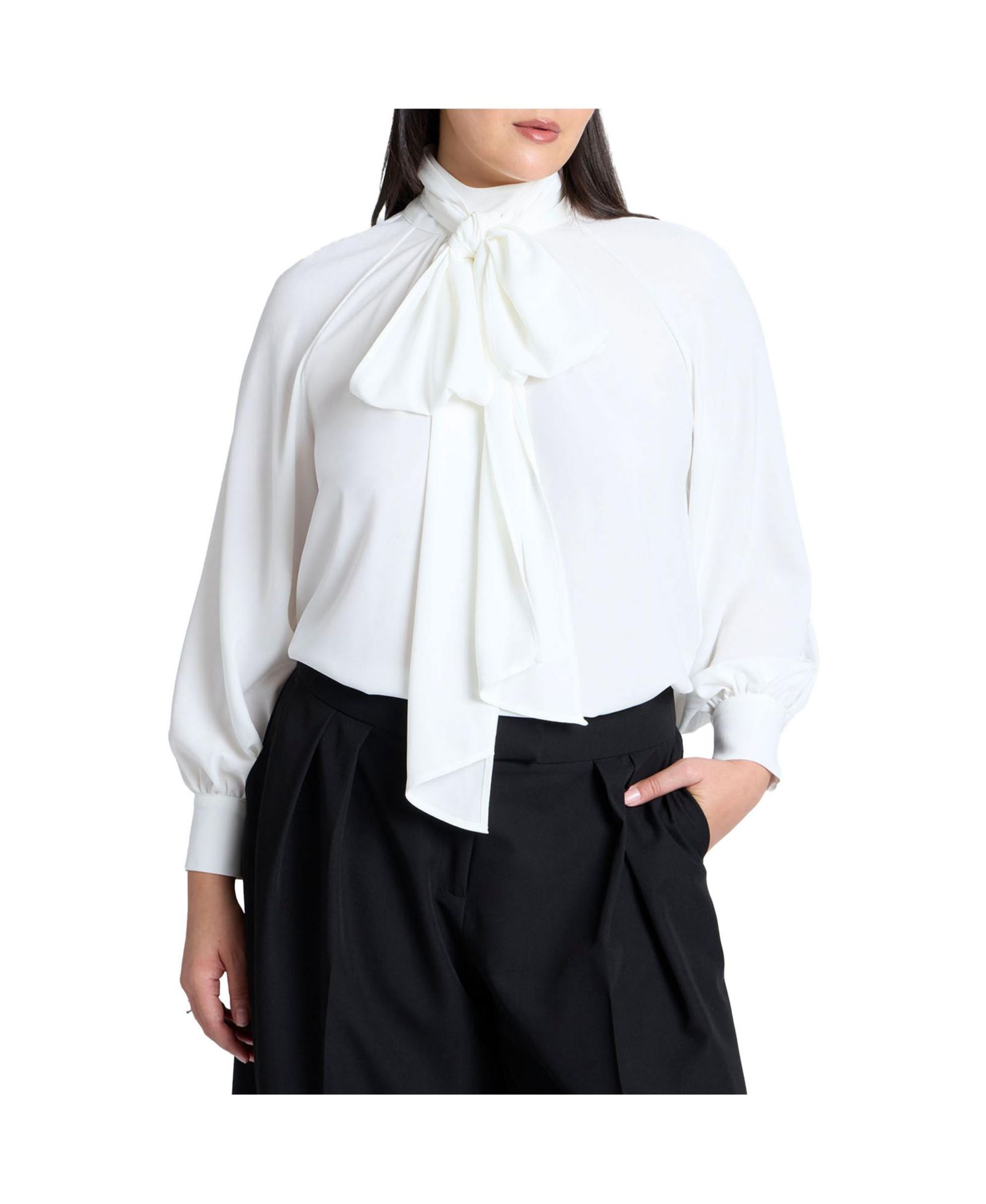 Женский блузка ELOQUII Dramatic Neck-Tie