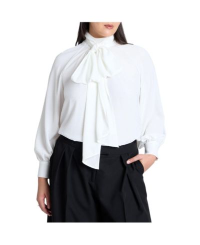 Женский блузка ELOQUII Dramatic Neck-Tie
