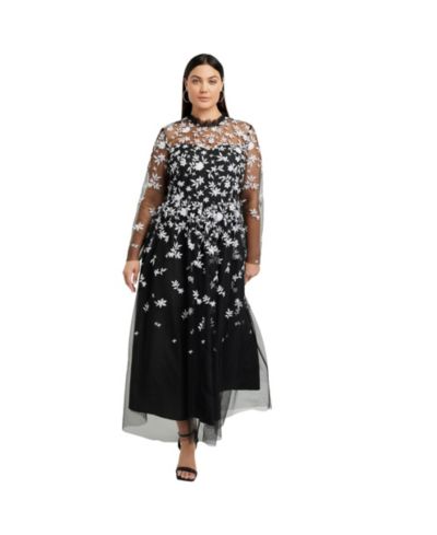 June & Vie Women's June and Vie Mesh-Overlay Maxi Dress