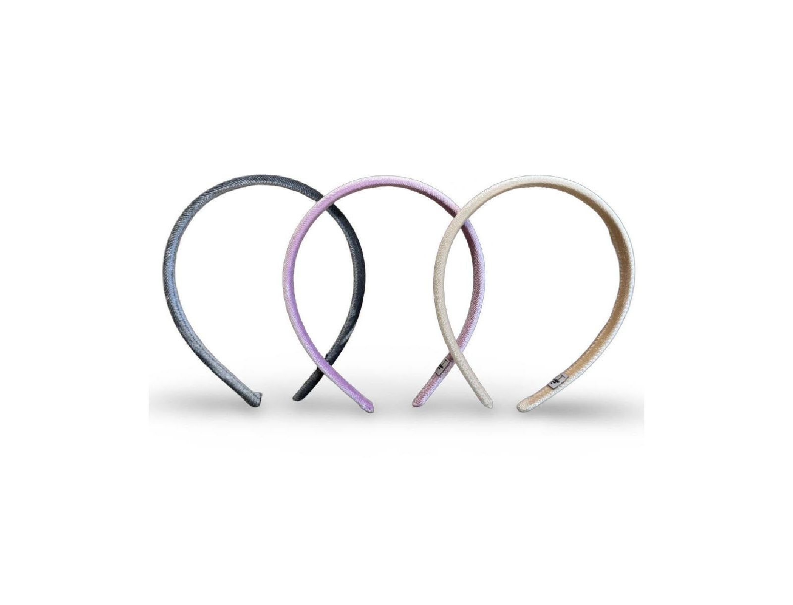 Набор тонких мягких ободков для волос - Tan + Purple + Grey