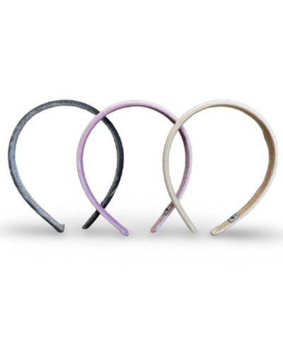 Classic Thin Padded Headband Set - Tan + Purple + Grey