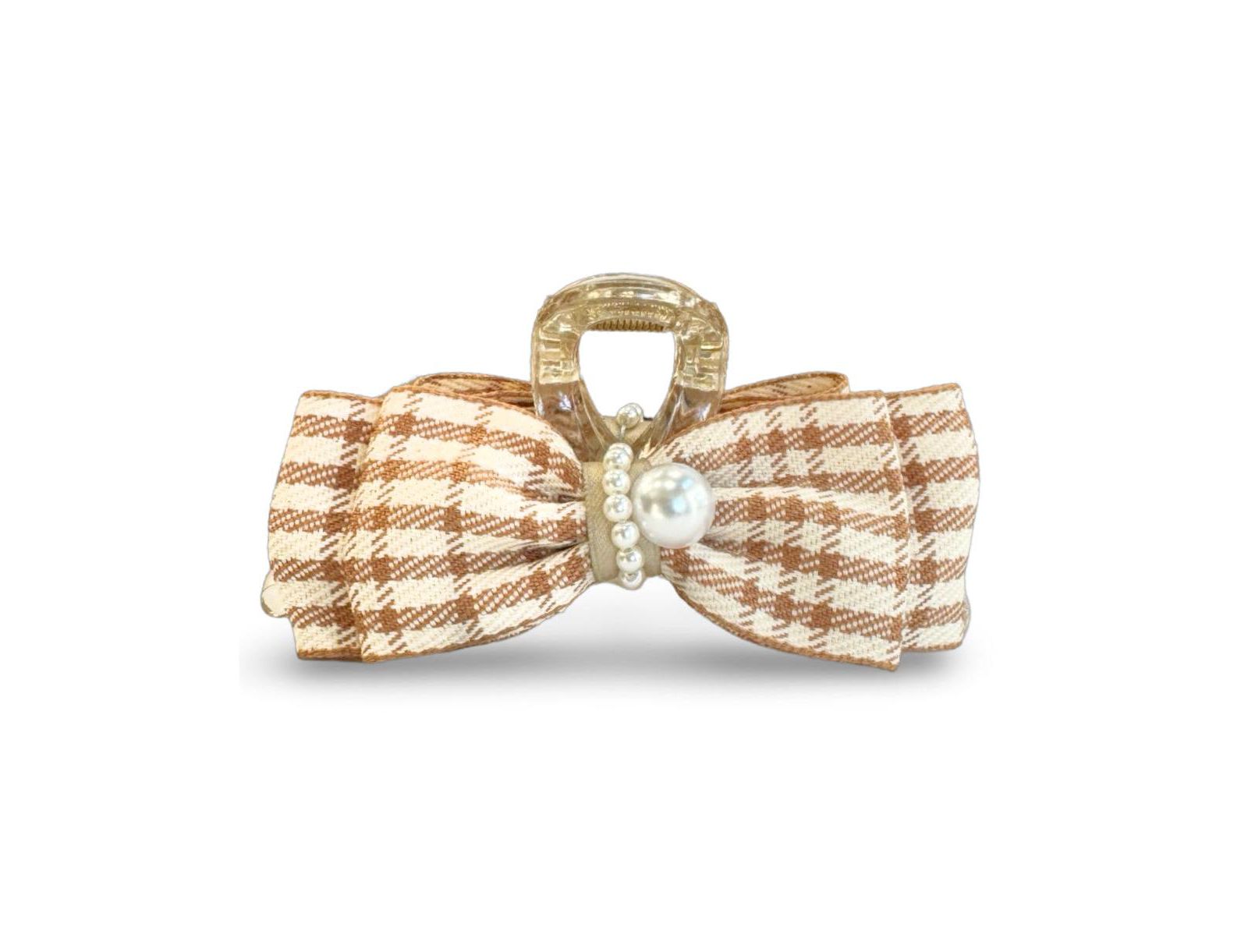 Большая заколка - Tan Checkered Pearl