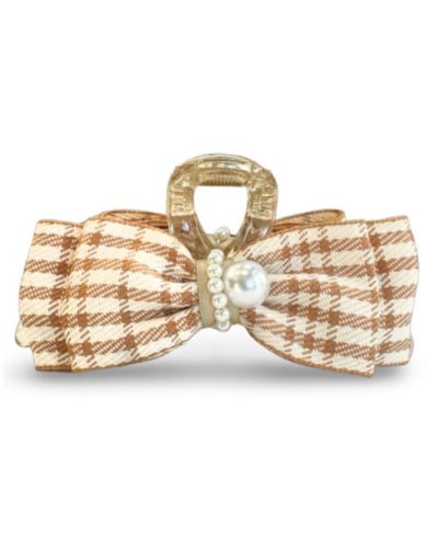 Large Clip - Tan Checkered Pearl