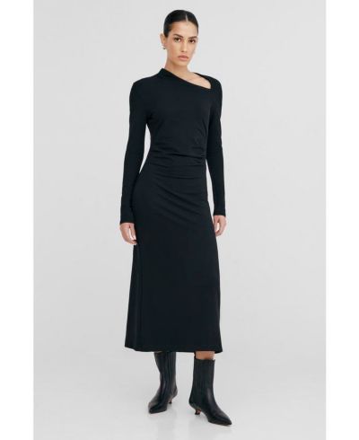 Marcella Women's Marla Fitted Bodice A-Line V-Neck Midi Dress with Back Slit