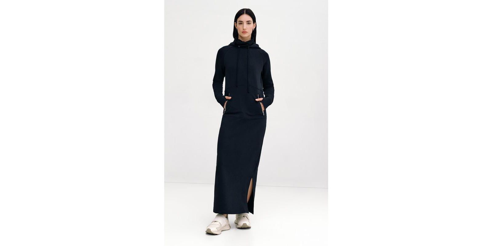 Marcella Women's Elba Hooded Side-Slit Ankle-Length Sweatshirt Dress with Pockets