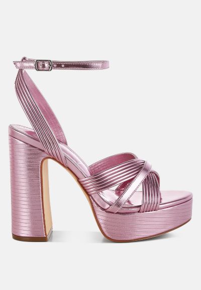 Pink metallic faux leather