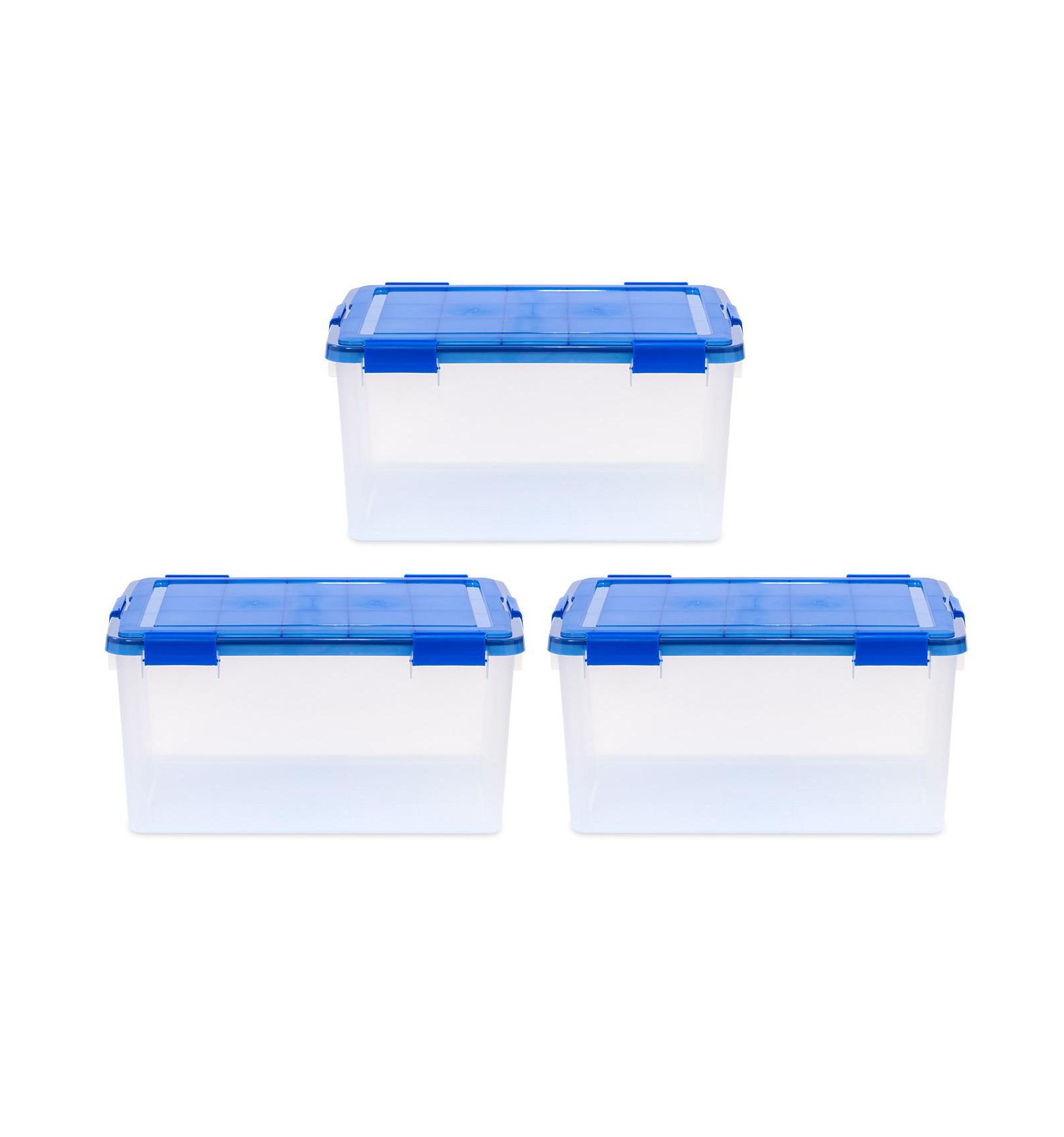 IRIS USA 3Pack 62qt WEATHERPRO Airtight Plastic Storage Bin with Lid and Seal and Secure Latching Buckles