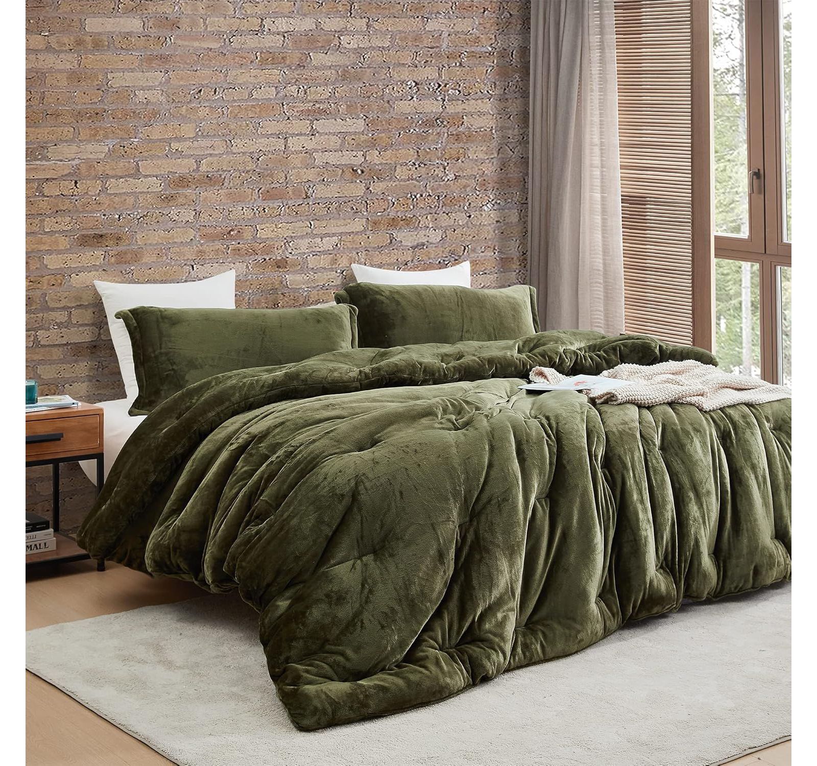 Thicker Than Thick - Coma Inducer Comforter  Set - Standard Plush Filling - Winter Moss , California King