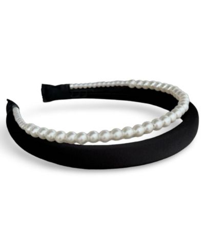 Набор повязок на голову Classic Double Headband Set - Black and Pearl