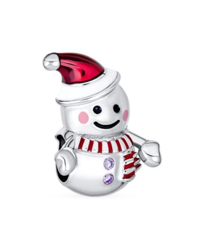 Bling Jewelry Winter Hat Frosty Snowman Charm Bead for Bracelet .925 Sterling Silver