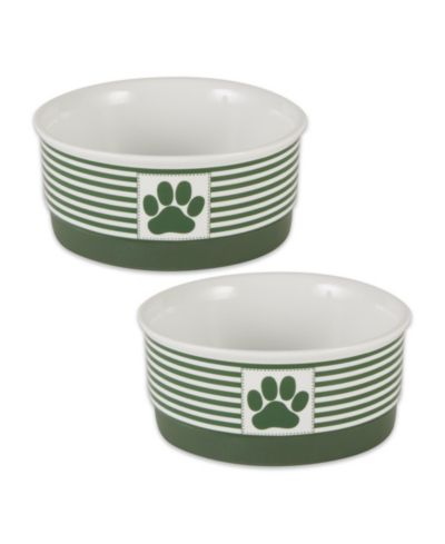 Bone Dry Black Striped Paw Patch Pet Bowl Set/2