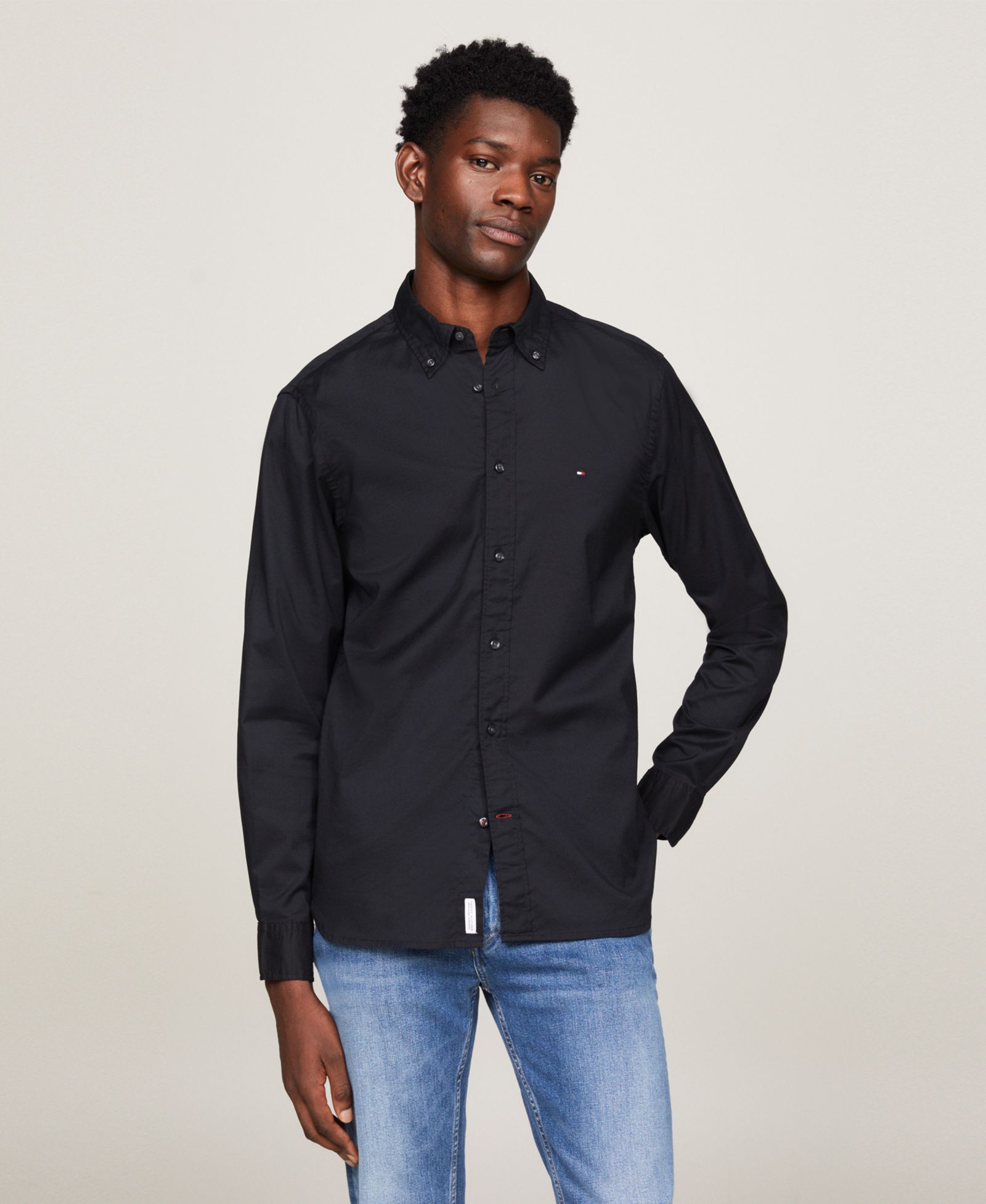 Tommy Hilfiger Мужская рубашка Regular-Fit Stretch Poplin Button-Down