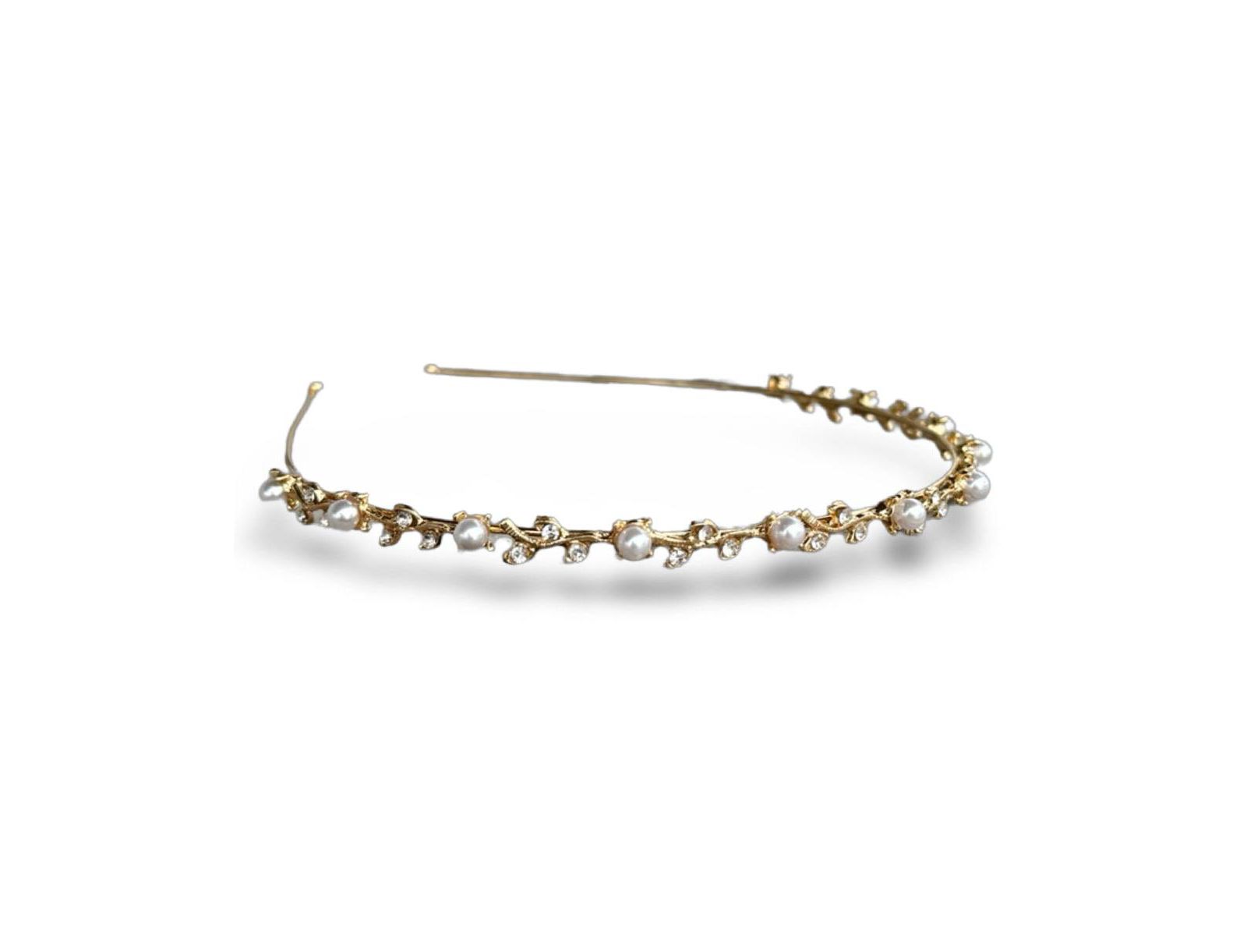 Thin Embellished Headband - Gem Leaf