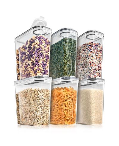 Sorbus 6 Pack (4L/16.9 Cups) Airtight Food Storage Dispensers for Beans, Pasta, Cereals, and More
