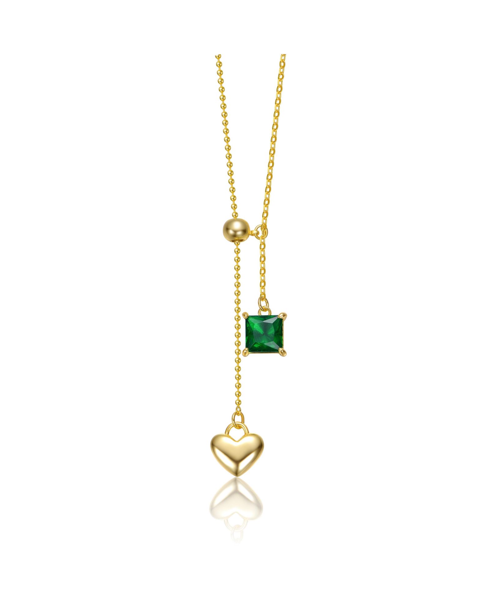 Ожерелье-лариат Rachel Glauber Dainty 14K Gold Plated Heart & CZ "Y" Drop