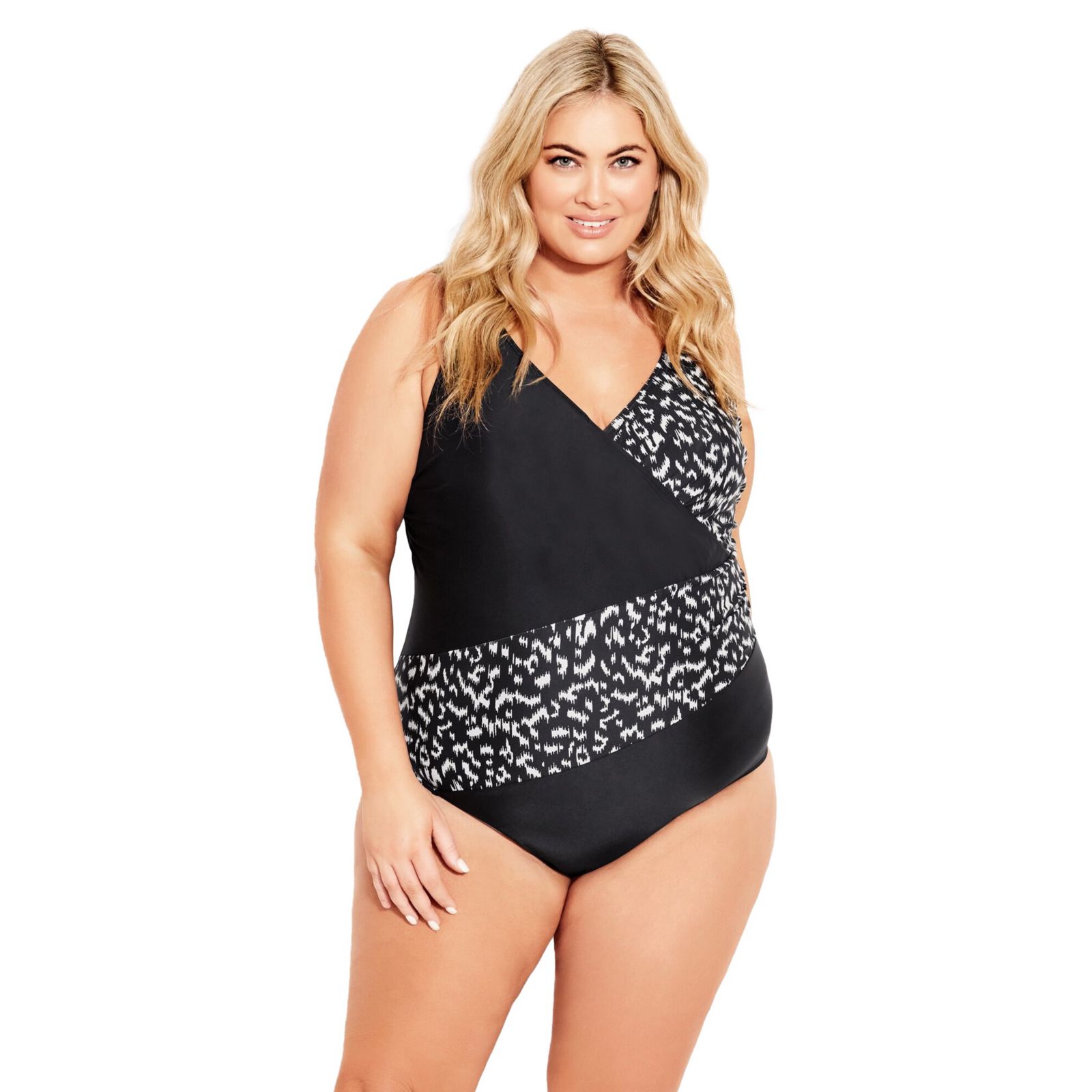 AVENUE Women's Spliced Print 1 Piece