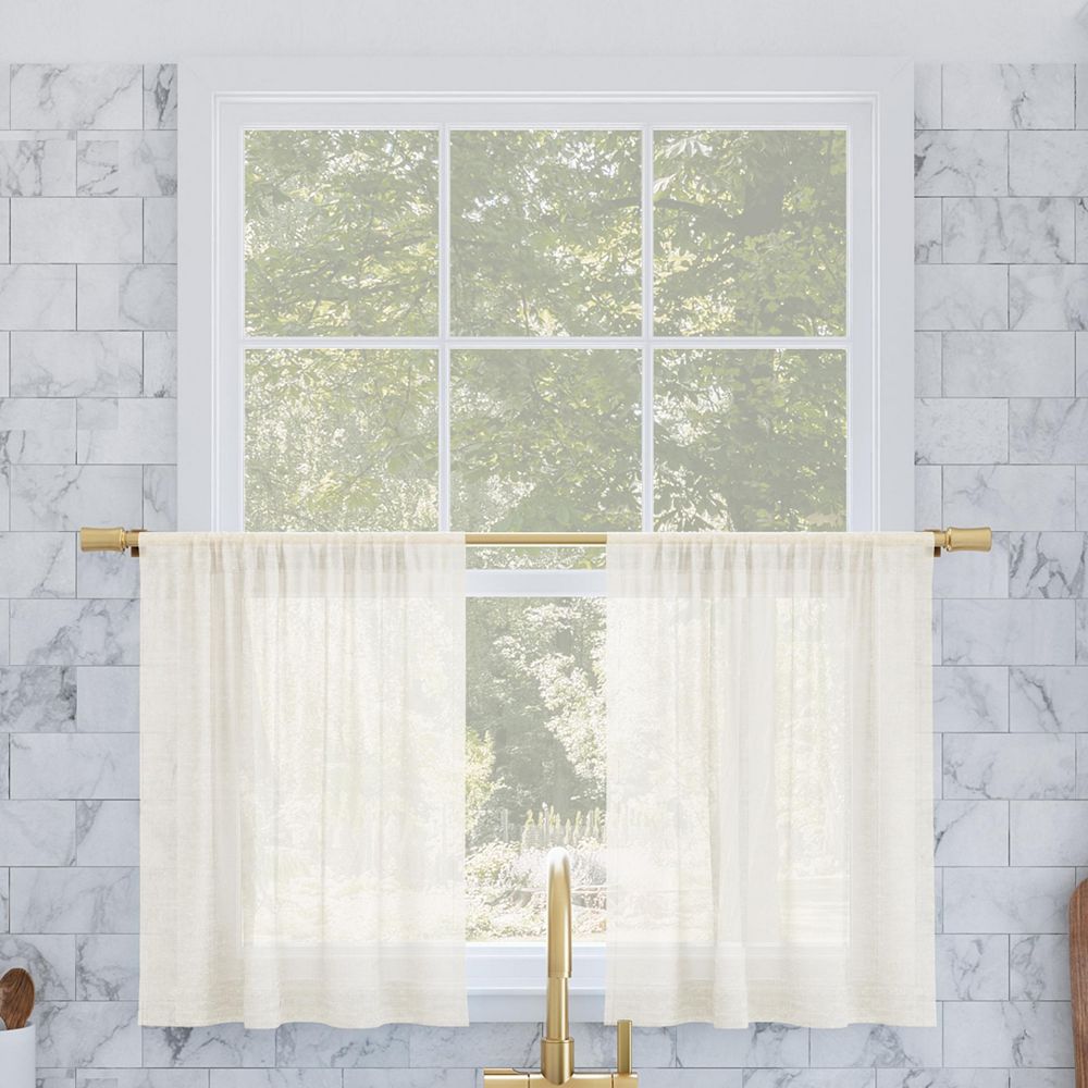 Slub Textured Linen Blend Cafe Curtain Pair