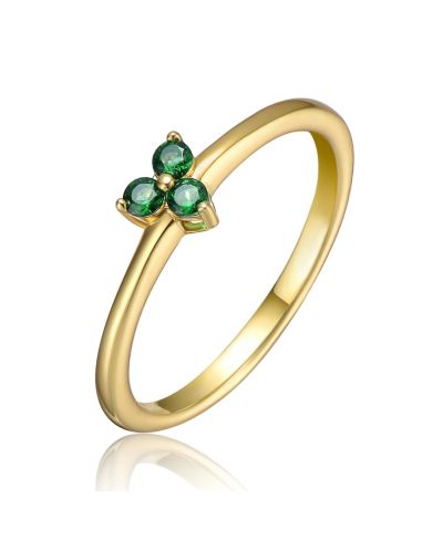 GiGiGirl Кольцо slim band с кластером из 3 камней cubic zirconia, 14K Gold Plated
