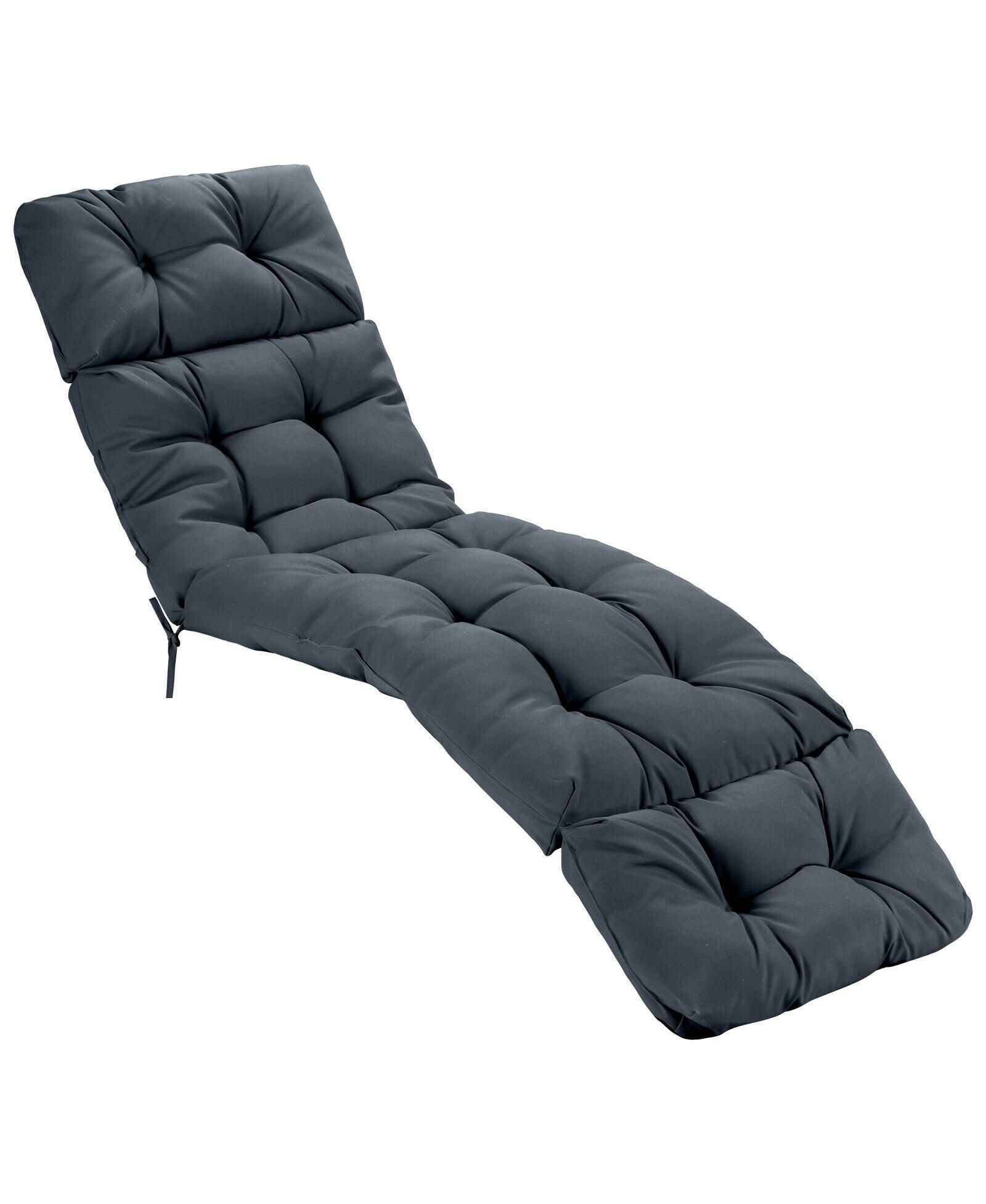GOUUN Outdoor Lounge Chaise Cushion with String Ties for Garden Poolside 73" x 22" x 4"
