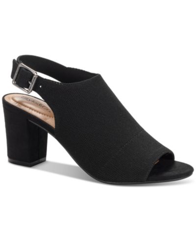 Style & Co Women's Peyyton Slingback Knit Dress Block Heel Shooties, Exclusively at Macy's