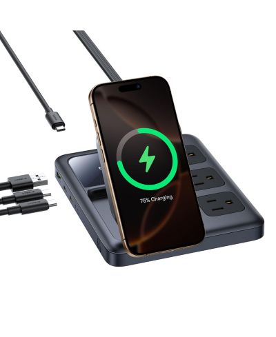 Baseus Nomos зарядная станция 8-в-1 67W, беспроводная магнитная зарядка Qi2 15W с 3AC и 4USB