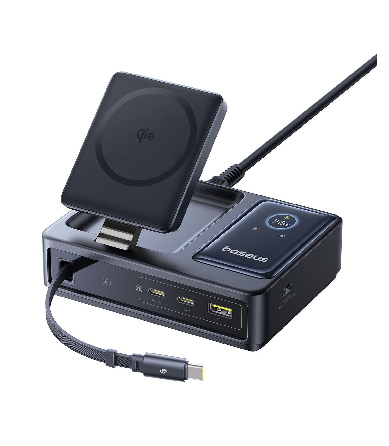 Baseus Nomos 140W Qi2 15W Magnetic Wireless Charging Station for Smartphones