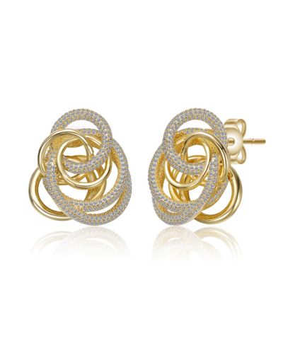 Rachel Glauber Modern 14K Gold Plated CZ Eternity Knot Chunky Earrings