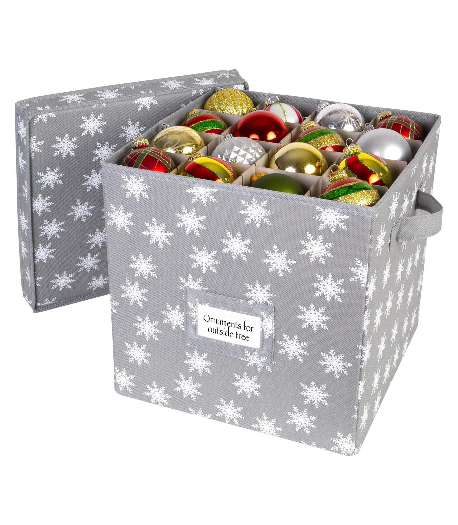 Christmas Ornament Storage Box with Lid - Store and Protect up to 64 Holiday Ornaments