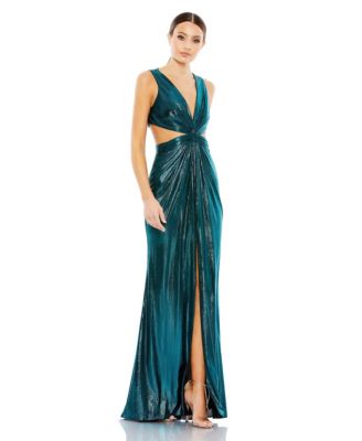 Женское вечернее платье Mac Duggal с металлическим блеском и вырезами