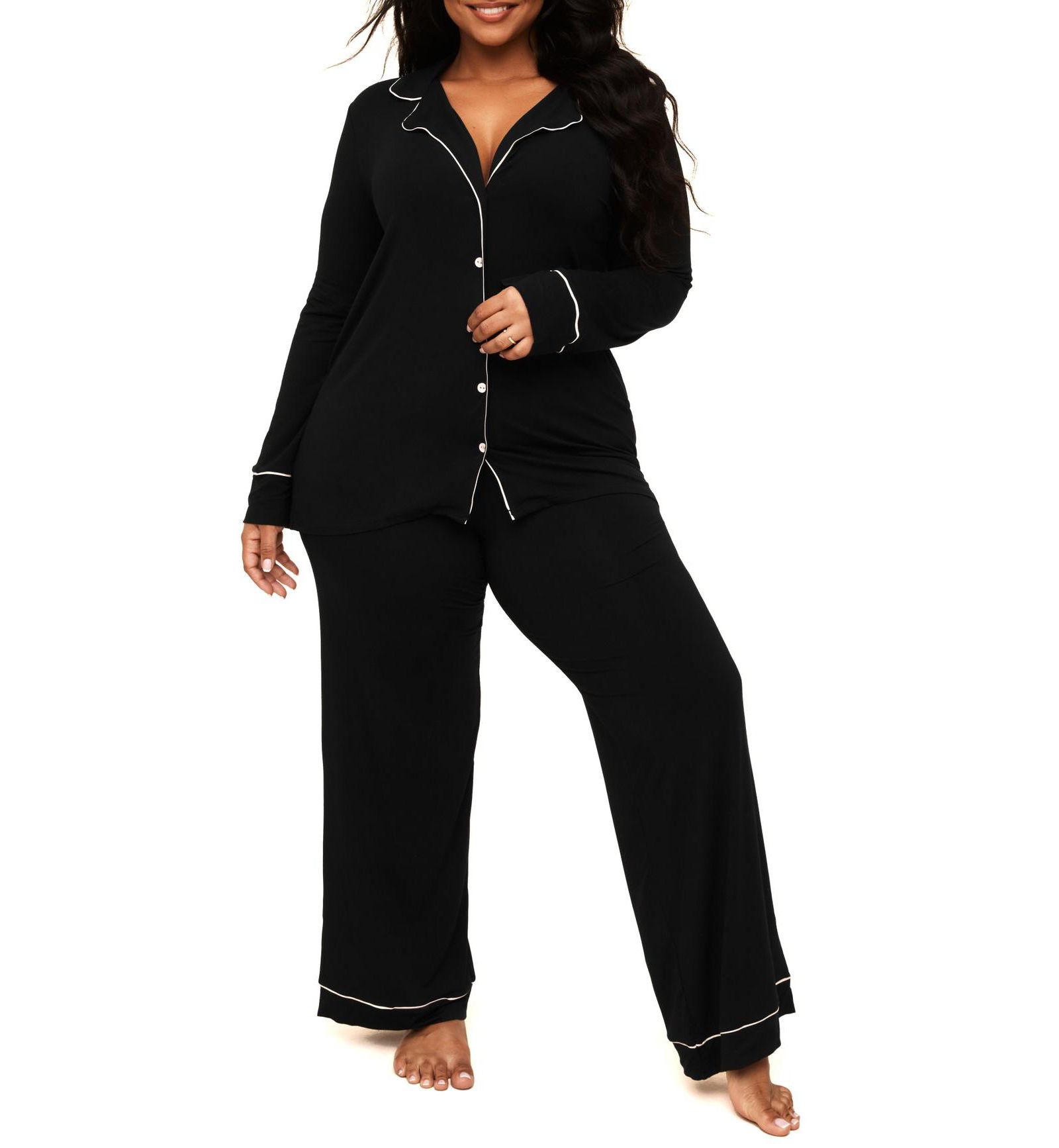 Adore Me Plus Size Matilda Long Sleeve Top and Pants Pajama Set