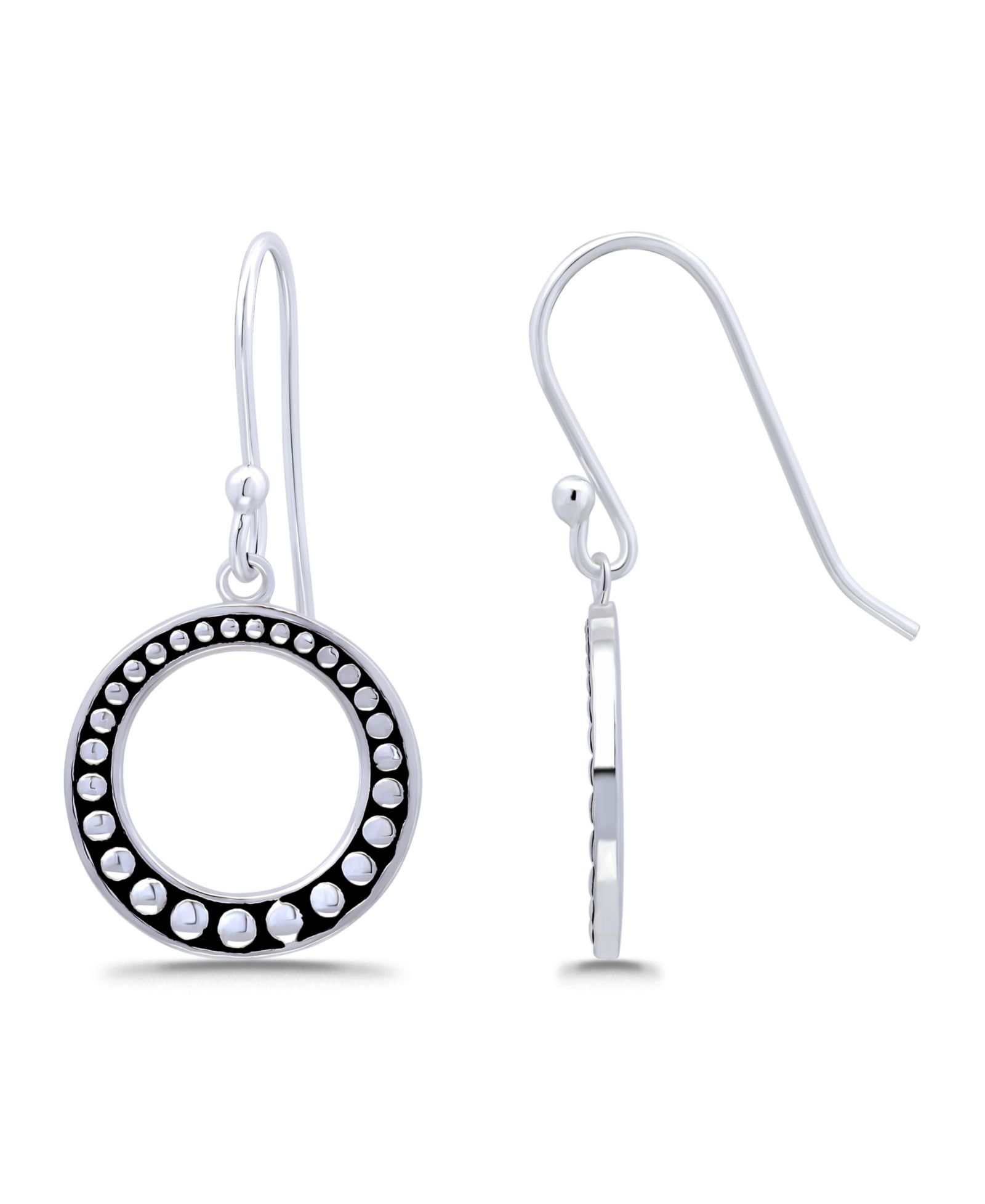 Серьги Macy's Oxidized Beaded Open Circle Fish-Hook