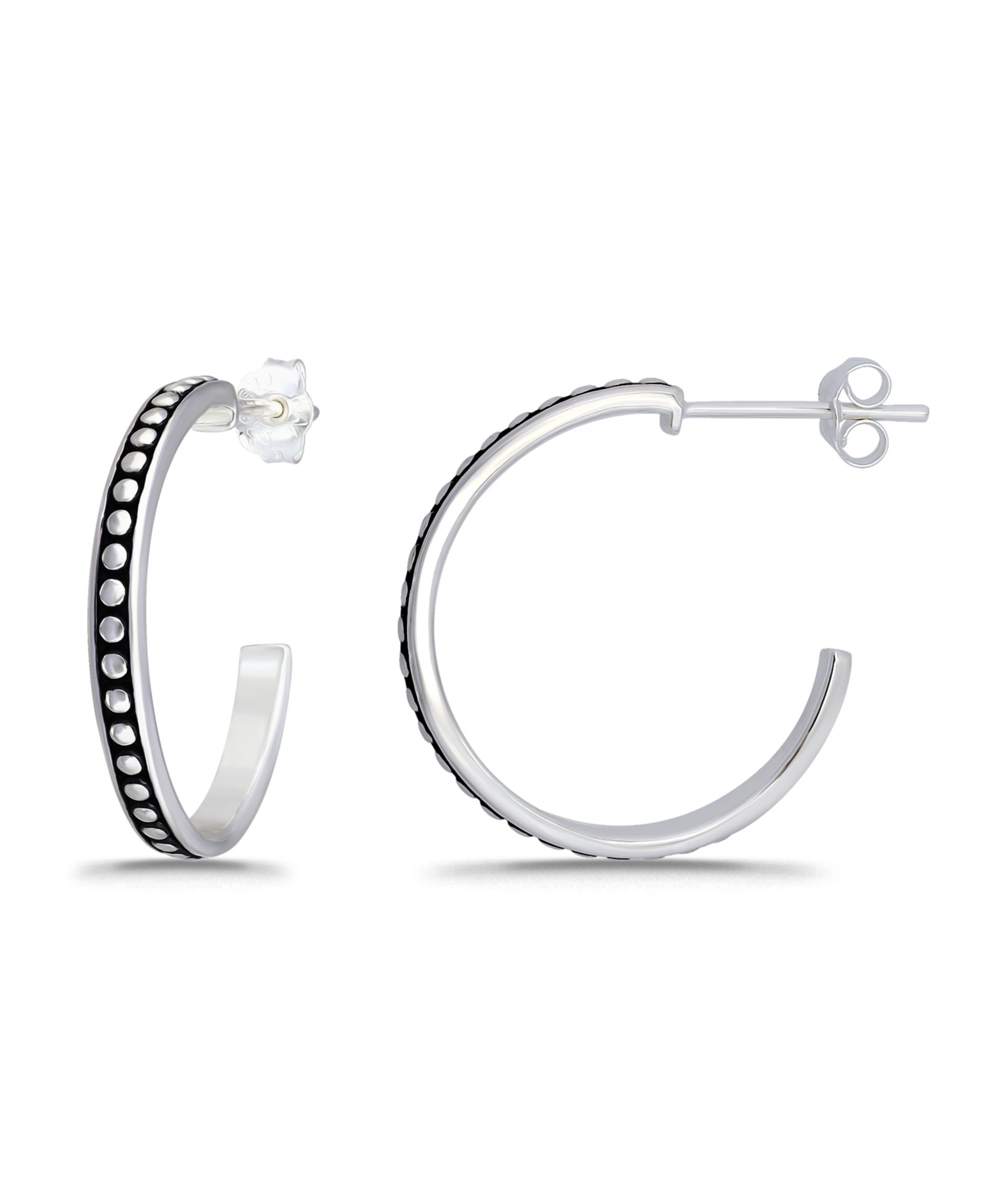 Серьги Macy's Oxidized Beaded Round Half Hoop