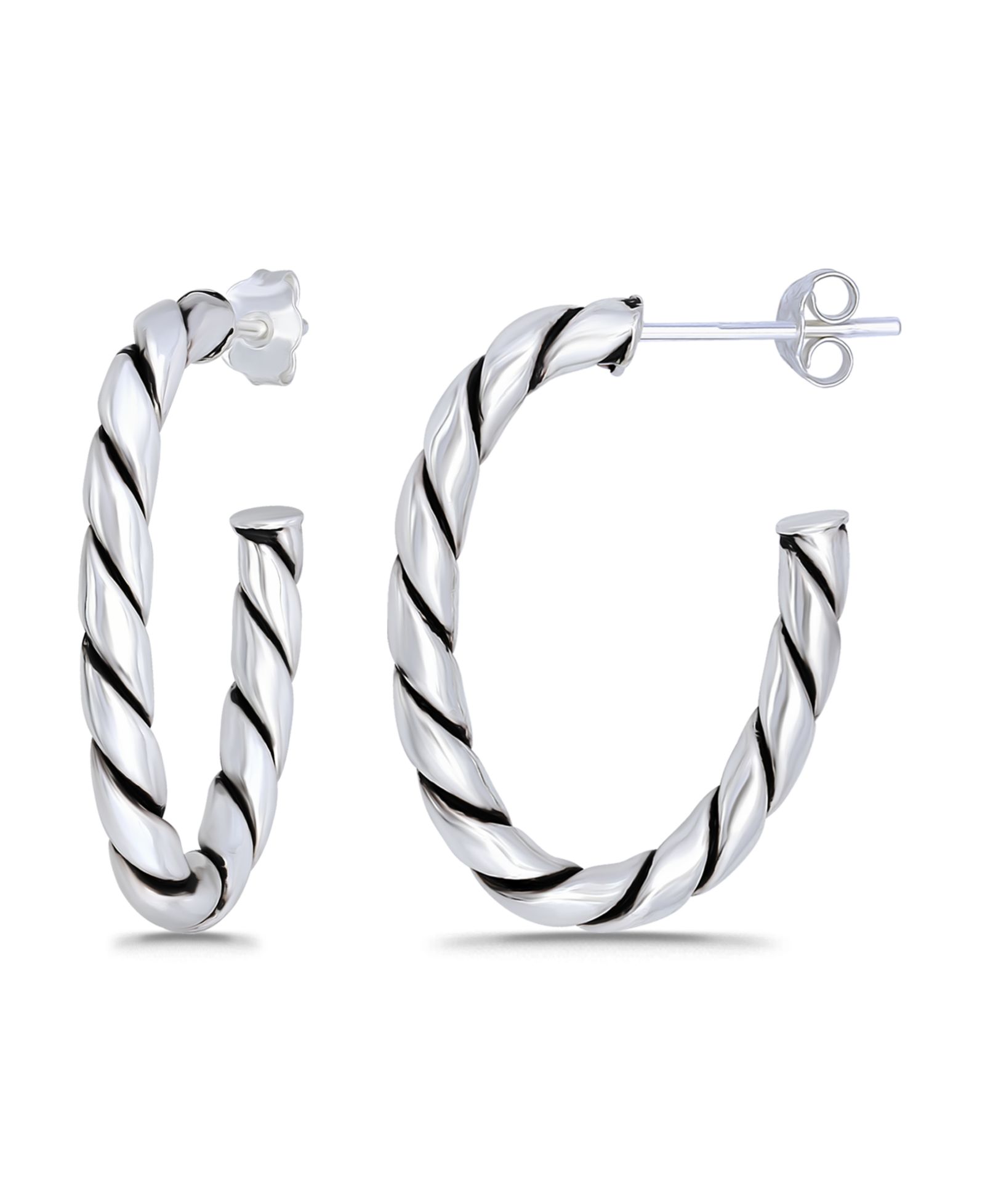 Серьги Macy's Oxidized Twist Half Hoop Post