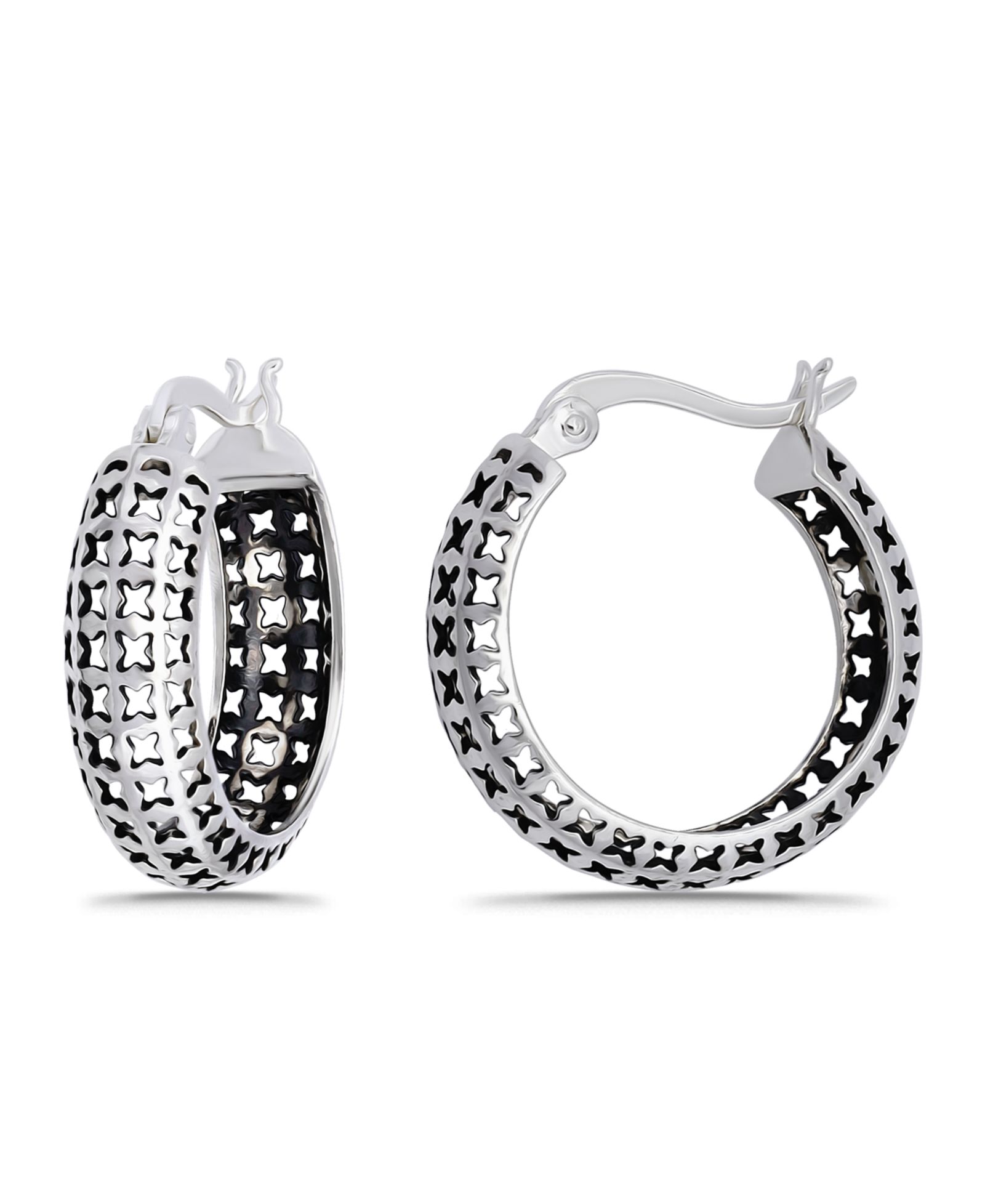 Серьги-кольца Macy's с узором X-Cut, окисленный металл