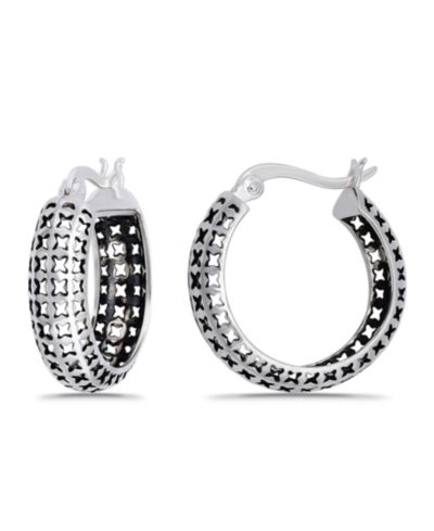 Серьги-кольца Macy's с узором X-Cut, окисленный металл