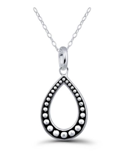 Macy's Oxidized Beaded Tear Drop Pendant Necklace