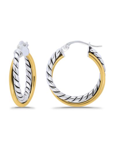 Серьги-кольца Macy's Oxidized Polish Tubing Click Top Hoop