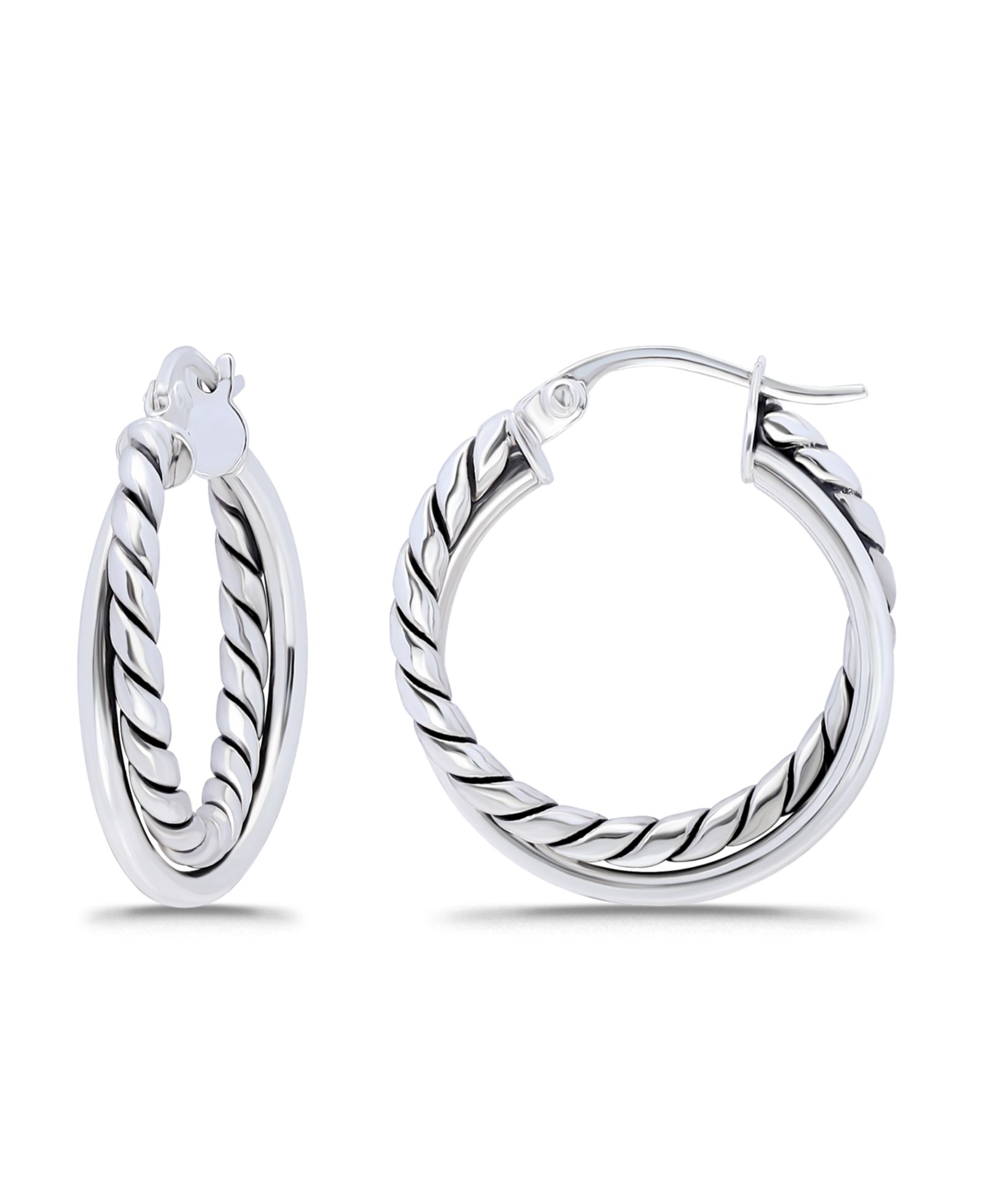 Серьги-кольца Macy's Oxidized Polish Tubing Click Top Hoop
