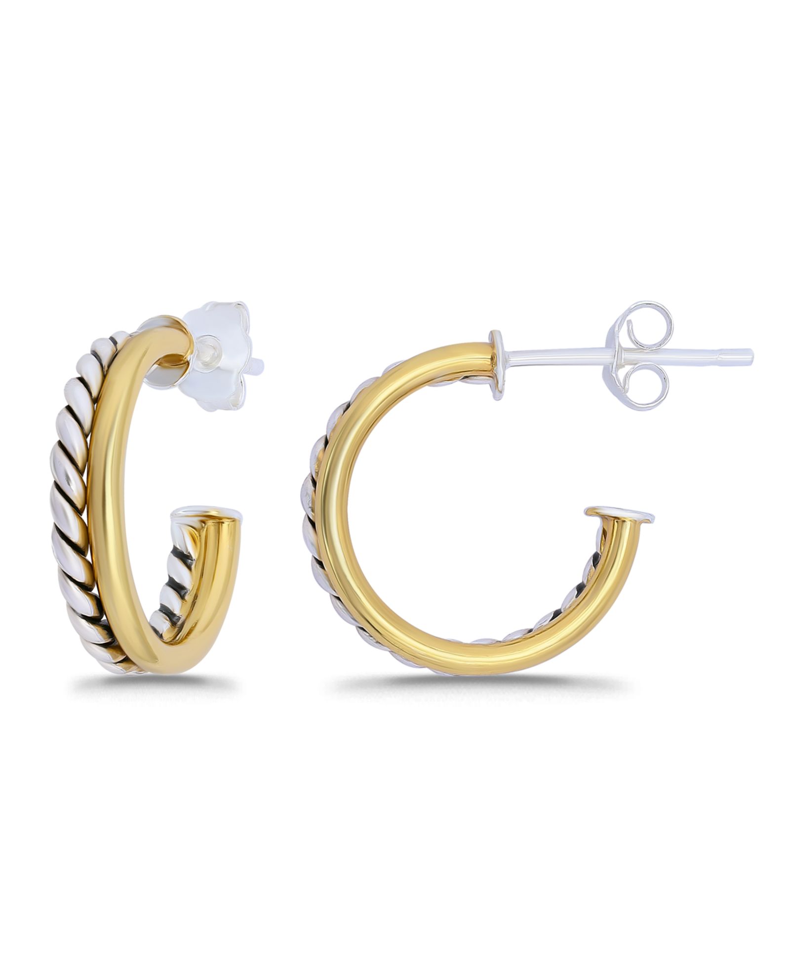 Серьги-кольца Macy's Oxidized Polish Tubing Post Hoop