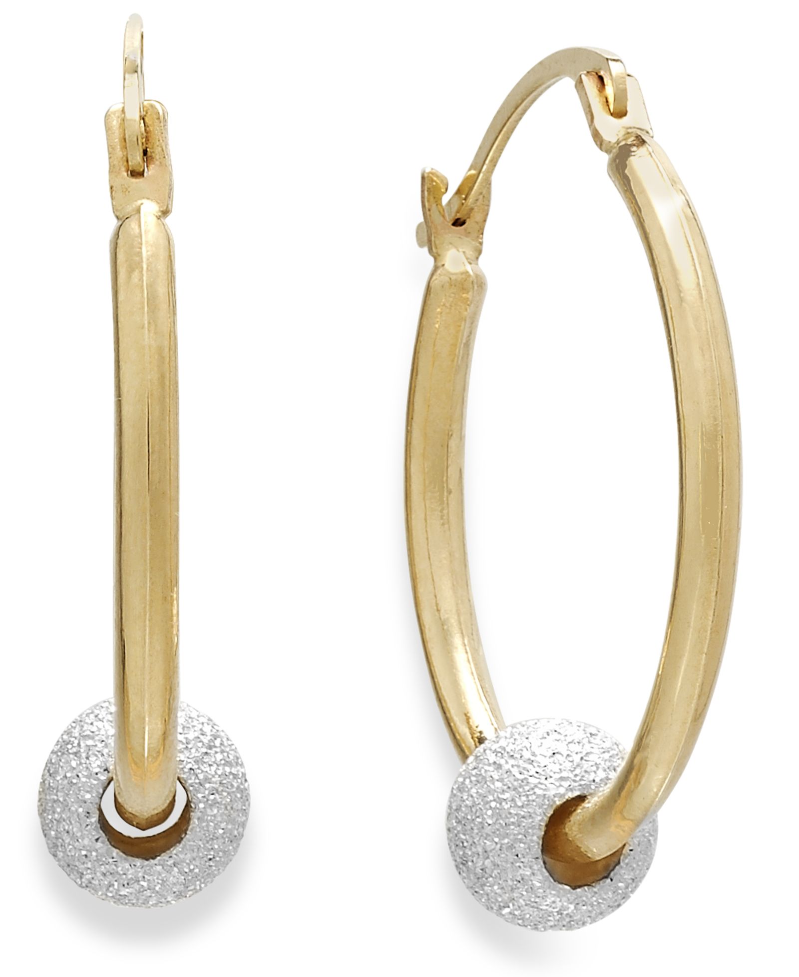 Серьги-кольца с бусинами из 10k Gold и Sterling Silver