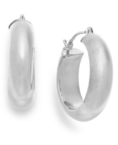 Серьги-кольца Wide Hoop в 10k White Gold