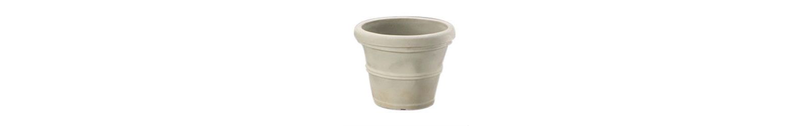 Round Planter with Weathered Concrete Finish in Durable Poly Resin