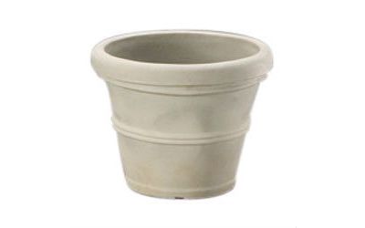 Round Planter with Weathered Concrete Finish in Durable Poly Resin