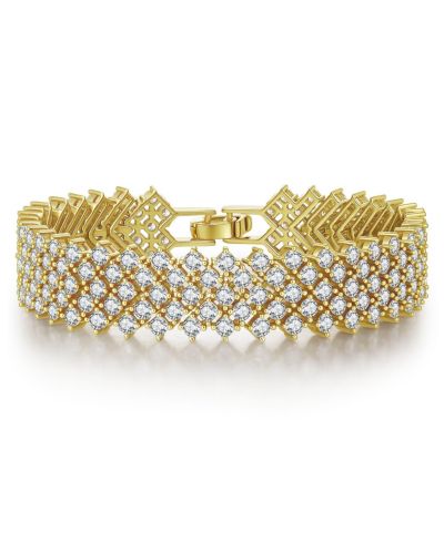 Genevive Elegant Sterling Silver 4-Row Cubic Zirconia Tennis Bracelet
