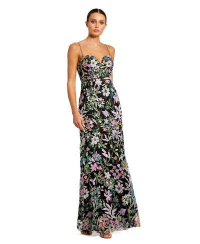 Женское вечернее платье Mac Duggal Floral Embroidered Bustier Trumpet