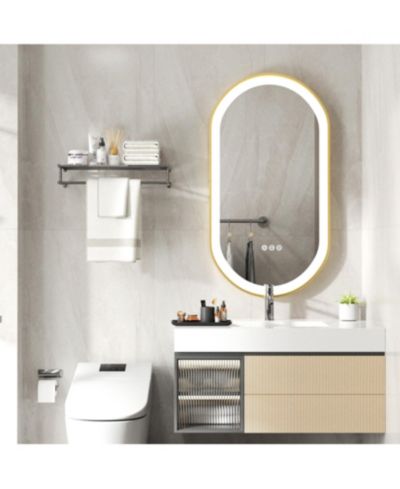 Зеркало WISFOR Oval Led Bathroom Anti-Fog Stepless Dimming 3 Color Gold Frame Makeup Mirror
